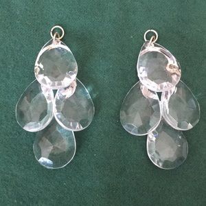 Earring Charms Faceted Clear Drops